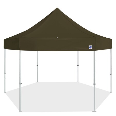 E-Z Up TAA Compliant HUB Shelter, 15' W x 15' L, Gray Aluminum Frame, OD Green Top HB3ALU15KFGYTOD